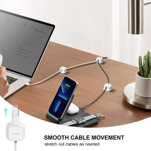 Miniatura 3 de Picozon - Paquete de 6 soportes magnéticos para cables, organizador de cables adhesivos Picozon para teléfono, cargador USB, organizador