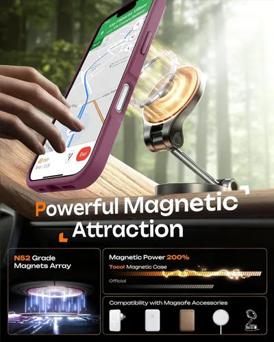 Miniatura 513 de TOCOL Funda para iPhone 11, compatible con Magsafe, protección completa de cámara, imanes integrados, protección contra caídas, funda translúcida