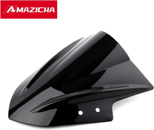 Miniatura 3 de Amazicha Parabrisas para Kawasaki Ninja 300 EX300R EX300 2013 2014 2015 2016 2017 (negro) pantalla deflector de viento de doble burbuja