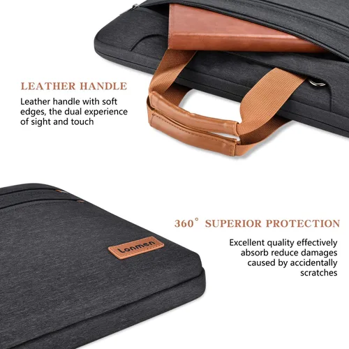 Miniatura 3 de LONMEN Bolsa de hombro para laptop de 14 pulgadas, funda de transporte para MacBook Pro/Microsoft Surface/Dell XPS/Lenovo/Asus/HP, azul