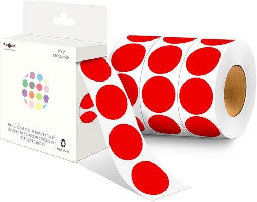 Miniatura 28 de PARLAIM Pegatinas adhesivas permanentes redondas de 1 pulgada con código de color en forma de puntos, 1000 por rollo, caja dispensadora de Azul