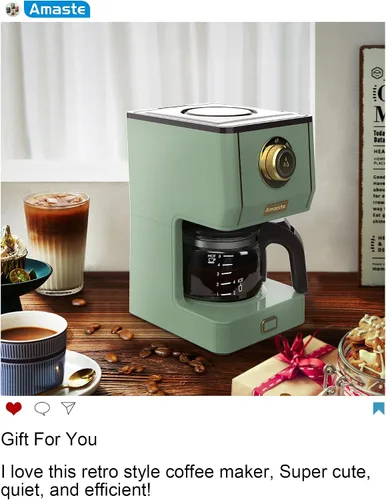 Miniatura 7 de Amaste Cafetera, Máquina de Café de Goteo Estilo Retro de 25 Oz con Jarra de Café de Vidrio con Filtro de Café Reutilizable y Tres Modos