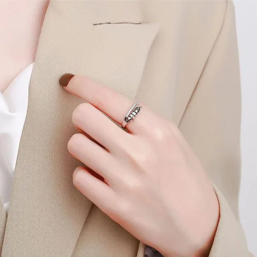 Miniatura 3 de Anillo de ansiedad de plata de ley S925 OOOPEL con tarjeta inspiradora, anillos ajustables antiestrés para ansiedad para mujer, anillo giratorio
