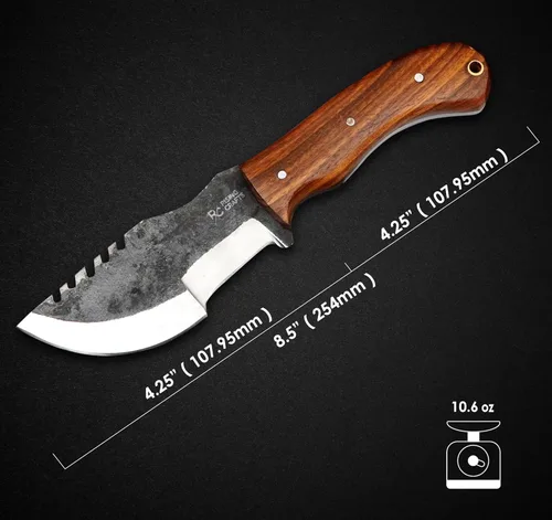 Miniatura 4 de Cuchillo de seguimiento de 8.5 pulgadas, hoja fija, supervivencia, caza, espiga completa, cuchillo táctico, hecho a mano, acero de alto carbono