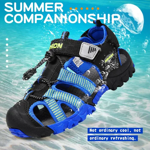 Miniatura 3 de Littleplum Sandalias para niños con puntera cerrada, sandalias deportivas para niños pequeños, zapatos de verano para niños grandes, caminar