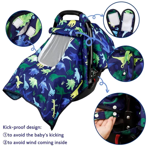 Miniatura 5 de Funda de Asiento de Coche para Niño, Funda de Asiento de Coche de Bebé de Invierno, Toldo de Asiento de Coche Acogedor y Cálido con Ventanas