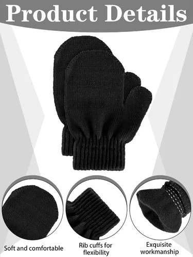 Miniatura 5 de Boao 5 pares de guantes de punto elásticos para niños y niñas, guantes cálidos de invierno para niños y niñas