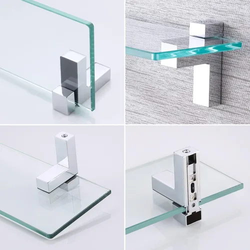 Miniatura 8 de KES BGS3201 BGS3201 - Estante de vidrio templado, 20 pulgadas, vidrio rectangular de 0.315 in de grosor, montaje en pared, cromo pulido, BGS3201