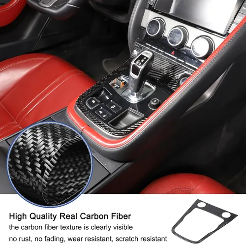 Miniatura 4 de Daeiclru Cubierta de fibra de carbono real para el panel de cambios del interior del automóvil, compatible con Jaguar F-TYPE 2013-2022, accesorios