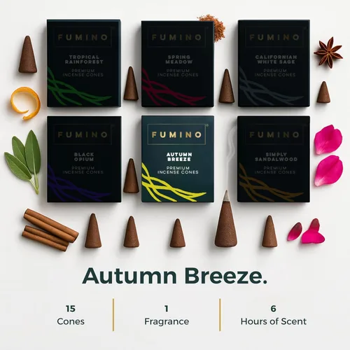 Miniatura 2 de Fumino® Conos de incienso fresco Autumn Breeze 20 por caja, fragancia Masala Agarbatti Joss para relajación y meditación, decoración del hogar