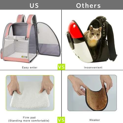 Miniatura 5 de Texsens Mochila para transportar mascotas innovadora de burbuja para gatos y perros Rosa (mesh pink)