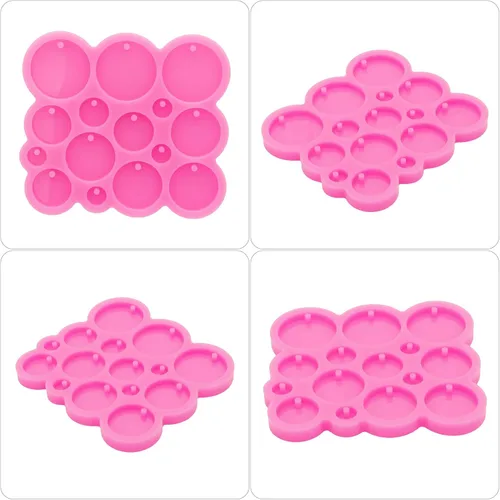 Miniatura 5 de Molde de silicona para llavero de silicona súper brillante con círculos pequeños para muchos círculos, diámetro de 0.4 in, 0.6 in, 0.8 in, 1.0 in