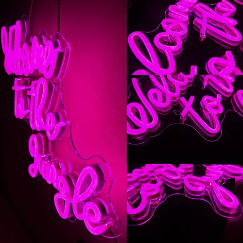 Miniatura 4 de Letrero de Neón Bienvenido a la Jungla en Rosa, Luz de Neón LED para Decoración de Pared, Letrero USB de Letras Iluminadas para Dormitorio