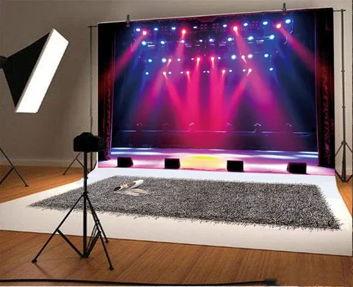 Miniatura 2 de Leyiyi Fondo de telón de fondo de 9 x 6 pies para escenario de concierto en vivo, fondo escénico de noche sombría, superestrella, drama, espectáculo