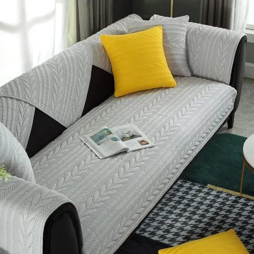 Miniatura 8 de vctops Fundas acolchadas de algodón con bordado de algodón para sofá modular, fundas reversibles para sofá modular, protector de muebles para sala