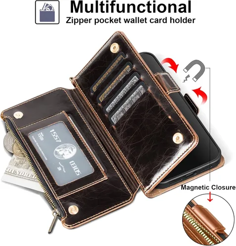 Miniatura 3 de Antsturdy Funda tipo cartera compatible con iPhone 12 Mini, funda de piel sintética con bloqueo RFID, funda para teléfono para mujeres y hombres
