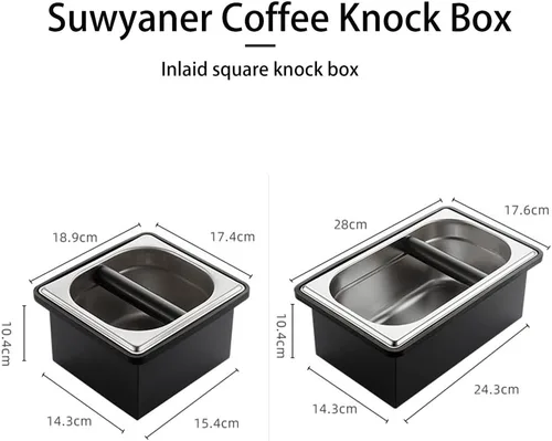 Miniatura 2 de Caja de acero inoxidable para café molido con base antideslizante extraíble, absorbente de golpes para molienda de filtro de portafiltros (S)