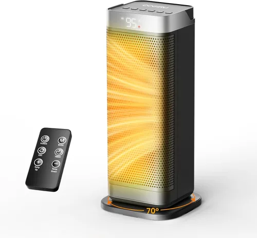 Calentadores de espacio para uso en interiores, CCGIRU 1500W calentadores eléctricos rápidos y seguros con oscilación de 70°, control remoto,
