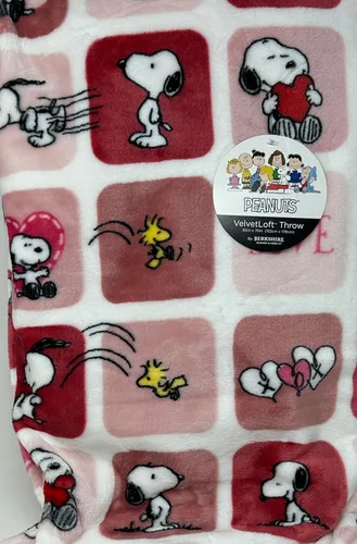 Miniatura 6 de Berkshire Blanket & Home Co. Peanuts Gang - Mantas y mantas de felpa de San Valentín (gris con puntos y personajes, manta de 60 x 70 pulgadas)