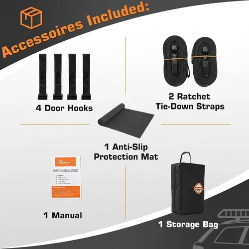 Miniatura 8 de Sailnovo Bolsa de techo suave para techo de automóvil, 15 pies cúbicos, impermeable, se adapta a la mayoría de vehículos con/sin estante, incluye