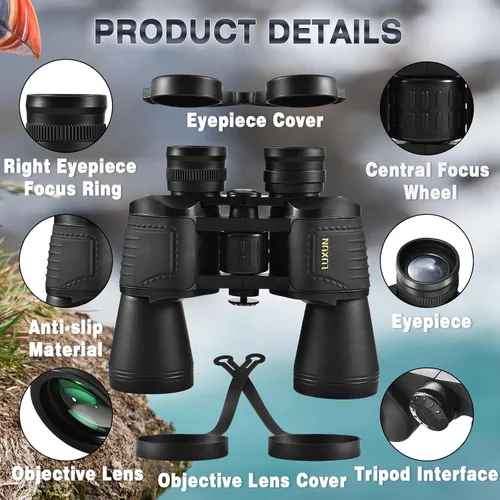 Miniatura 4 de LUXUN Prismáticos para adultos de alta potencia, prismáticos de 20 x 50 con lente BAK4 Prism FMC, telescopio impermeable para observación de aves