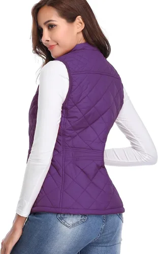 Miniatura 3 de Fuinloth - Chaleco acolchado para mujer, diseño de cuello alto, ligero, con cierre