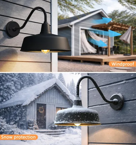 Miniatura 3 de Luces de granero al aire libre de 11 pulgadas del atardecer al amanecer, luces de cuello de cisne de granero montadas en la pared, perfectas