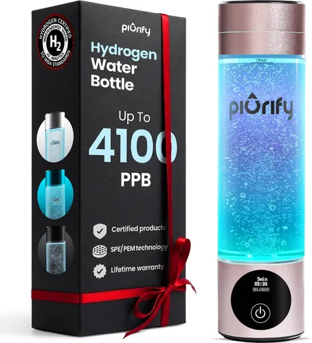 Miniatura 11 de PIURIFY Generador de botella de agua de hidrógeno - Hasta 4100+ PPB - Tecnología SPE/PEM - Generador H2 certificado - Sistema portátil de Negro