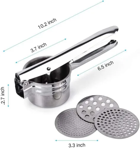 Miniatura 7 de Triturador de patatas de acero inoxidable, gran capacidad, 15 onzas, herramienta de cocina para papas, frutas, verduras y alimentos para bebés