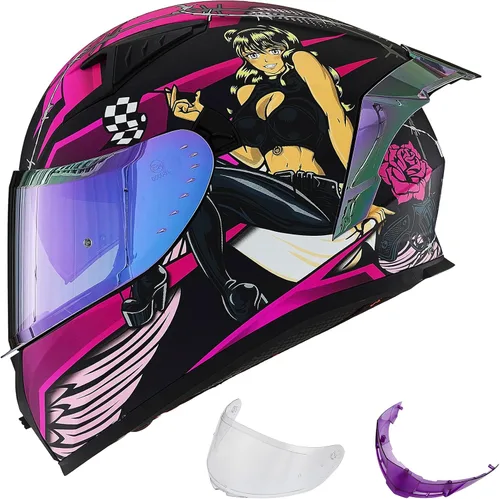 Miniatura 10 de ILM - Casco completo de motocicleta con Pinlock compatible con viseras y aletas transparentes y tintadas, casco para Street Bike y Motocross