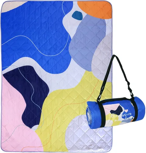 Exclusivo Mezcla Manta de picnic impermeable de 60 x 80 pulgadas, manta de camping moderna a prueba de arena de poliéster floral multicolor grande