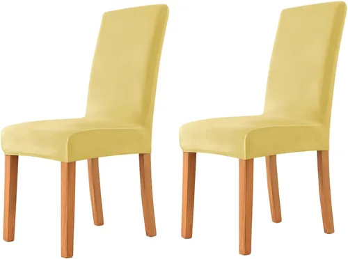 Miniatura 52 de Velvet Chair Covers Beige Gray, Stretch Dining Room Chair Covers 2 Pack, Super Fit Dining Chairs Slipcovers Spandex Washable Kitchen Parson Chair