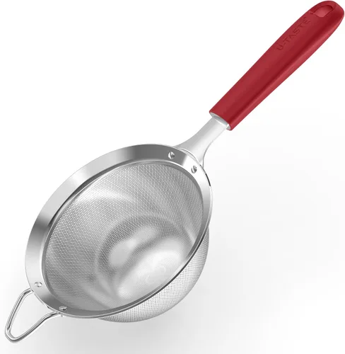 Miniatura 12 de U-Taste Colador pequeño de malla fina: 18/8 de acero inoxidable, 8,5 cm, 30 malla, colador de cocina de malla fina con asa de silicona remachada (4)