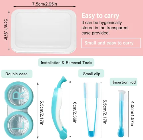 Miniatura 5 de Herramienta de inserción y extracción de lentes de contacto suave, pinzas con punta suave, juego de estuche portátil para lentes de contacto
