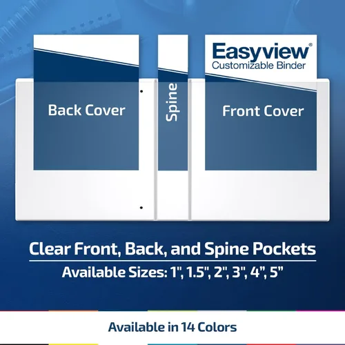 Miniatura 4 de Easyview - Carpetas prémium de 3 anillas con cubiertas transparentes y anillos redondos, carpetas para la escuela u oficina, 1 pulgada, paquete
