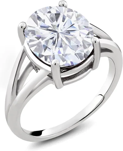 Miniatura 92 de Gem Stone King Anillo solitario con piedra preciosa de 3.00-7.00 quilates Plata de ley 925 Ovalado de 0.47 x 0.49 pulgadas Anillo