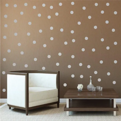 Miniatura 3 de Adhesivos decorativos de vinilo para pared, diseño de círculos de lunares, fácil de despegar y pegar, adhesivos decorativos extraíbles para Plata