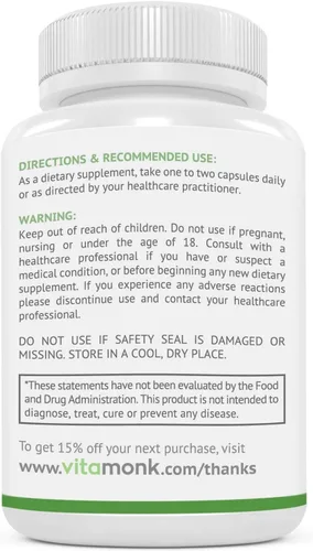 Miniatura 6 de VitaMonk Resveratrol con pterostilbeno 600 mg/60 mg - Sin rellenos artificiales Suplemento de envejecimiento saludable y longevidad - 60 cápsulas