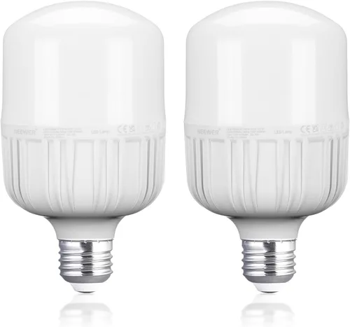 Miniatura 10 de NEEWER Bombillas LED E26 de 35 W, 2 paquetes, 3150 lúmenes/5700 K/CRI 93+/15000 h de vida útil, iluminación brillante para fotografía de video