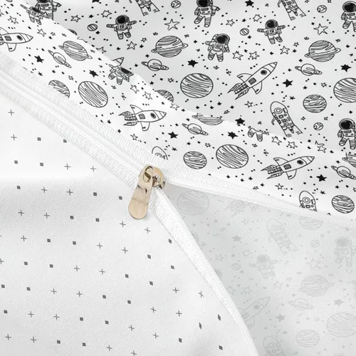 Miniatura 6 de Juego de ropa de cama tamaño individual, diseño de astronauta, diseño de galaxia, astronauta, reversible, universo, estrellas, funda de edredón