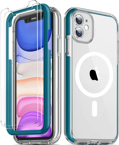 Miniatura 8 de COOLQO Funda magnética para iPhone 11 con protectores de pantalla, compatible con MagSafe, protección contra caídas de grado militar, funda
