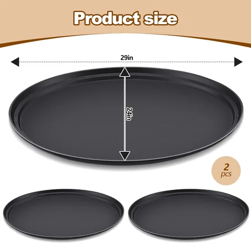 Miniatura 3 de FillTouch 2 bandejas ovaladas grandes con forro de goma de polipropileno para cocina, comedor, cafeterías, servicio de comida rápida