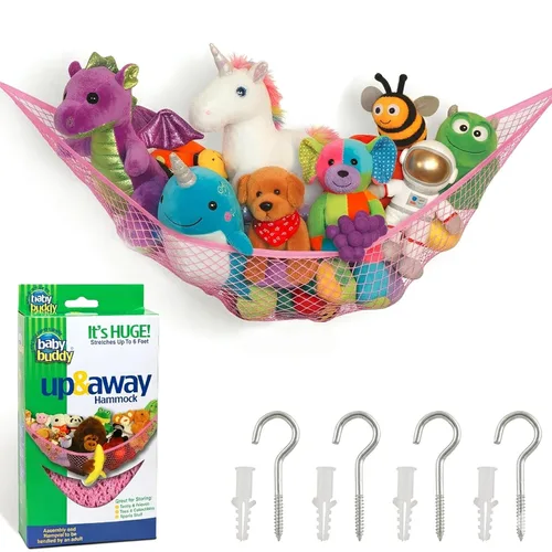 Miniatura 9 de Baby Buddy Red de almacenamiento de hamaca de animales de peluche, organizador de juguetes en esquina que ahorra espacio para guardería