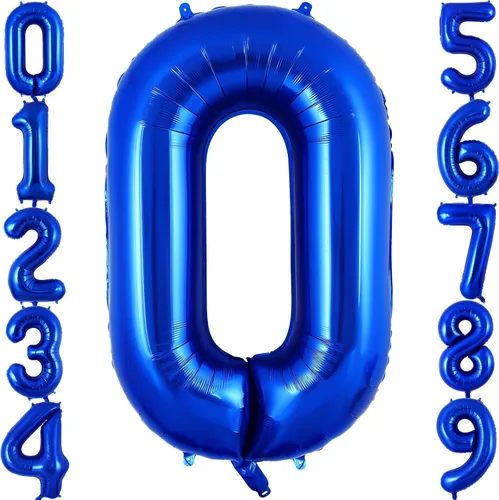 Globo azul marino del número 0 de 40 pulgadas, globos grandes de aluminio azul oscuro, globos gigantes gigantes de Mylar número 0 para decoración de