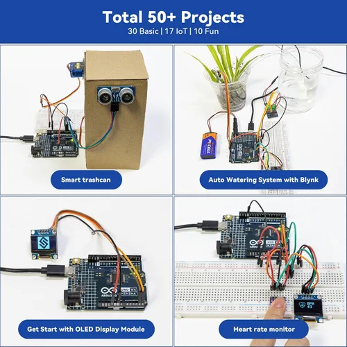 Miniatura 5 de SunFounder Kit de sensor definitivo con Arduino Uno R4 Minima, compatible con RoHS, sensores duraderos IoT ESP8266 IIC LCD1602 OLED, tutoriales