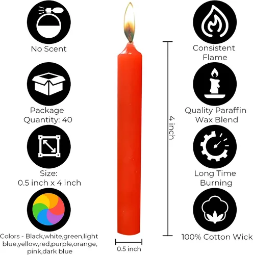 Miniatura 3 de Dinil Velas de hechizo y timbre (40 colores surtidos) - Mini velas cónicas prémium de 4 x 1/2 pulgadas para rituales, cumpleaños, altar, hechizos