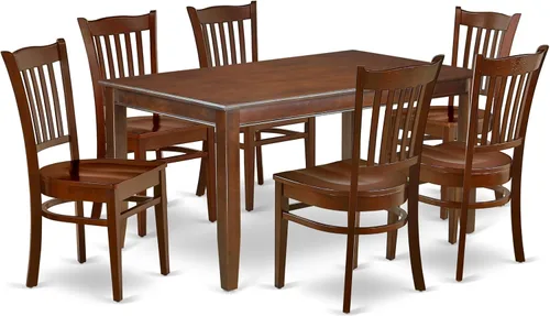 Miniatura 7 de East West Furniture DUGR7-BLK-W - Juego de mesa de cocina de 7 piezas que consta de una mesa de comedor rectangular y 6 sillas de comedor, 36 x 60
