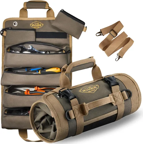 Miniatura 12 de Organizador de bolsa de herramientas enrollable The Ryker para regalos para papá. Organizador de bolsa de herramientas resistente para motocicleta.