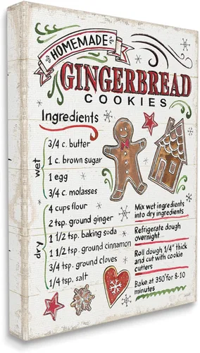 Miniatura 2 de Stupell Industries Instrucciones de cocina caseras de galletas de jengibre para las fiestas, diseñadas por Anne Tavoletti, lienzo para pared, 24 x