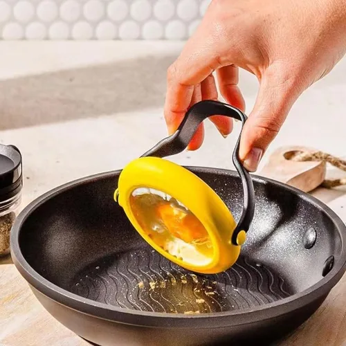 Miniatura 4 de Anillos de silicona para huevos para freír huevos, anillo abatible y a prueba de fugas con asa, molde redondo antiadherente para huevos